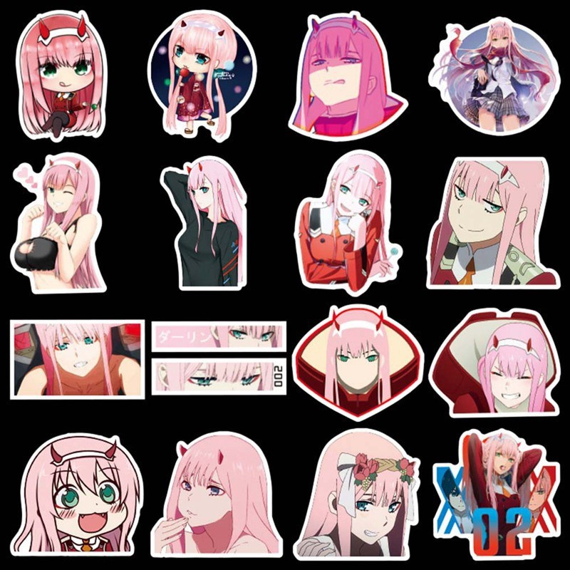 Bộ 50 Miếng Dán Hình Anime Darling In The Franxx Trang Trí Sổ Tay / Vali / Laptop / Tủ Lạnh Cho Nữ