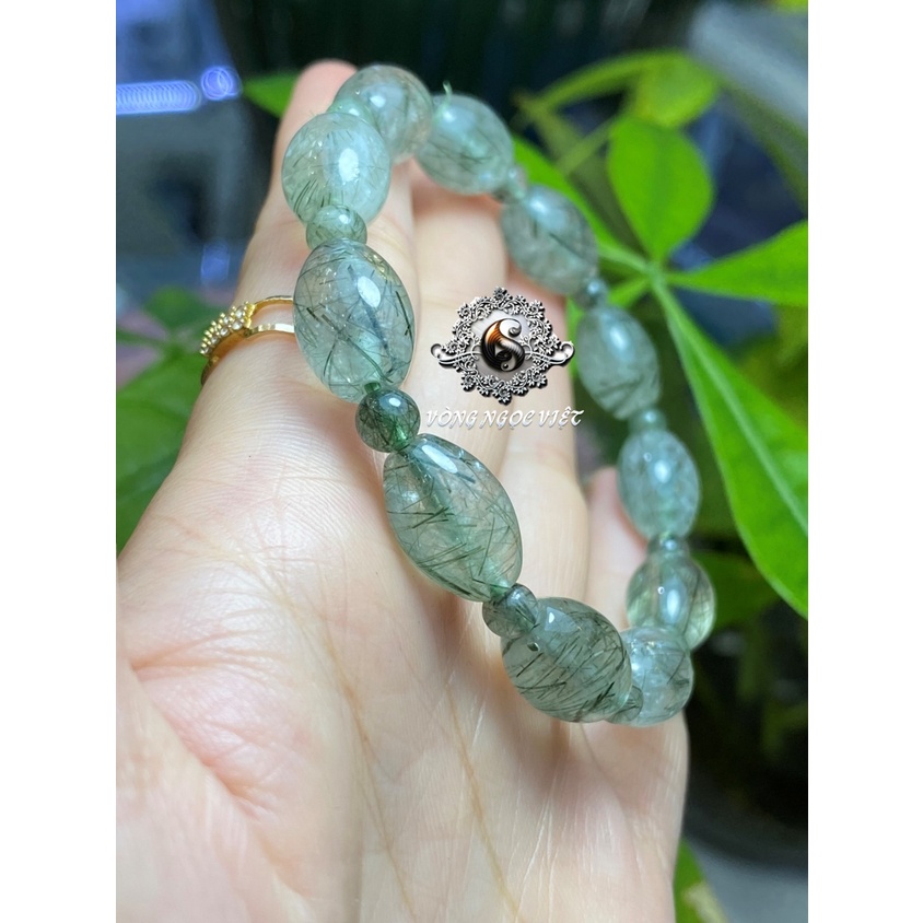 Chuỗi Thach Anh Tóc Xanh / Natural Green needle-like Quartz / Natural Green Hair Quartz