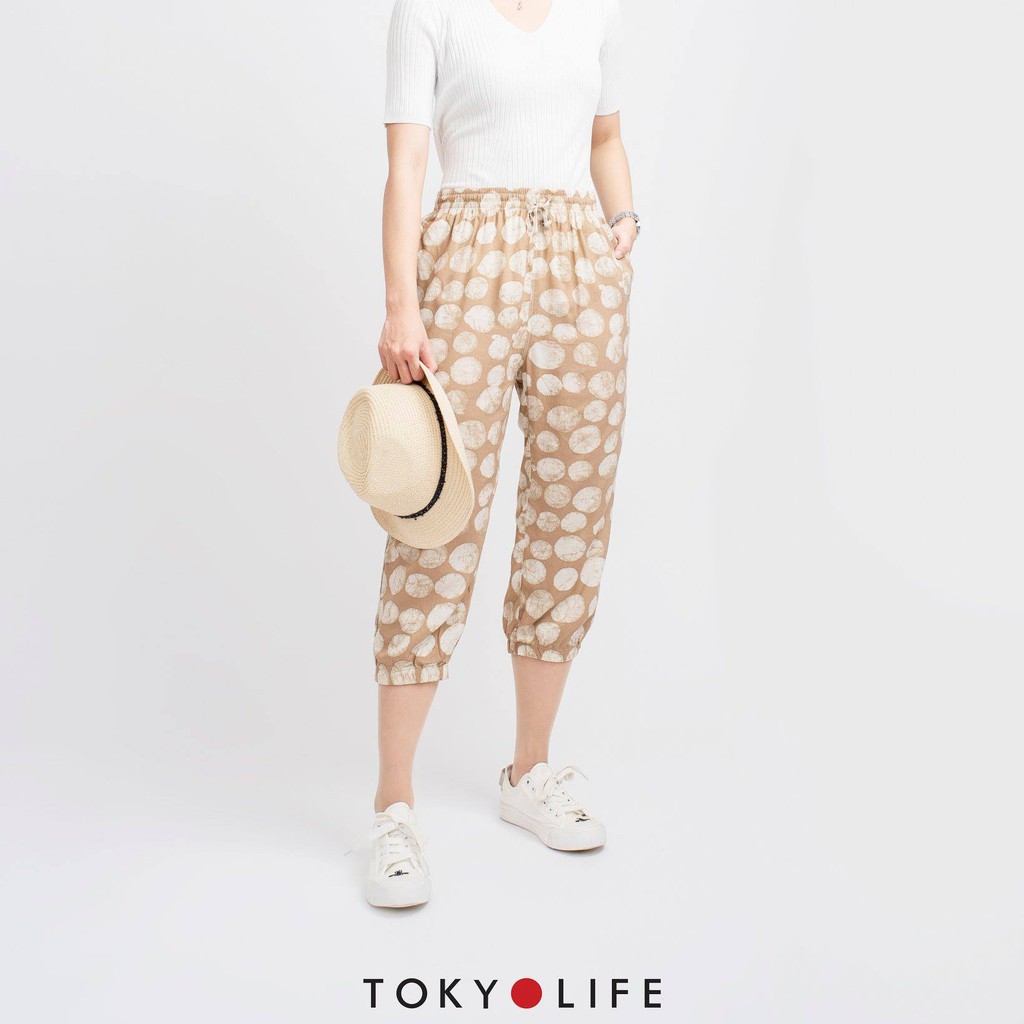 Quần lanh Nữ TOKYOLIFE dáng lửng, chun gấu nhiều họa tiết E5/C927-006C