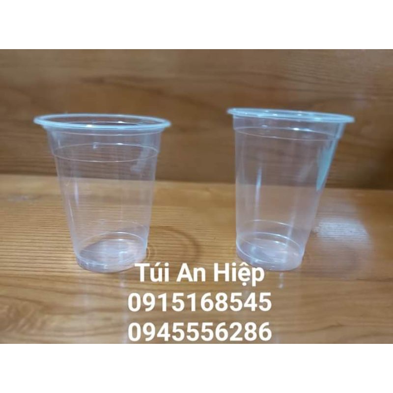 Cốc nhựa PP/ PET 400ml 500ml 700ml (50 cốc)| Disposable PET PP Plastic shot glasses (50 pcs/set), flat/dome slotted lids