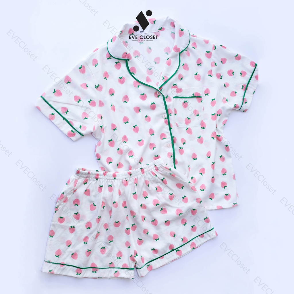 Đồ bộ nữ mặc nhà Pijama tay cộc quần đùi chất đũi lạnh dễ thương – Hàng thiết kế - EveCloset | BigBuy360 - bigbuy360.vn