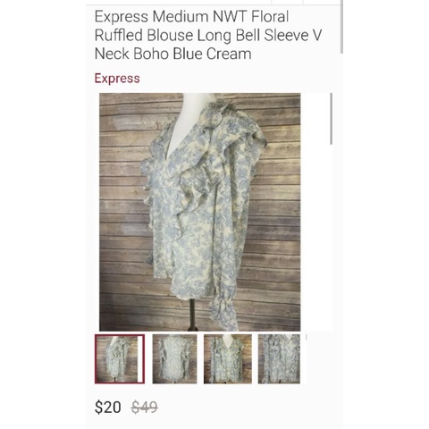 Express floral ruffled blouse vnxk áo sơ mi kiểu hoa nhí viền bèo xoè tay dài bồng tiểu thư xuất khẩu dư xịn