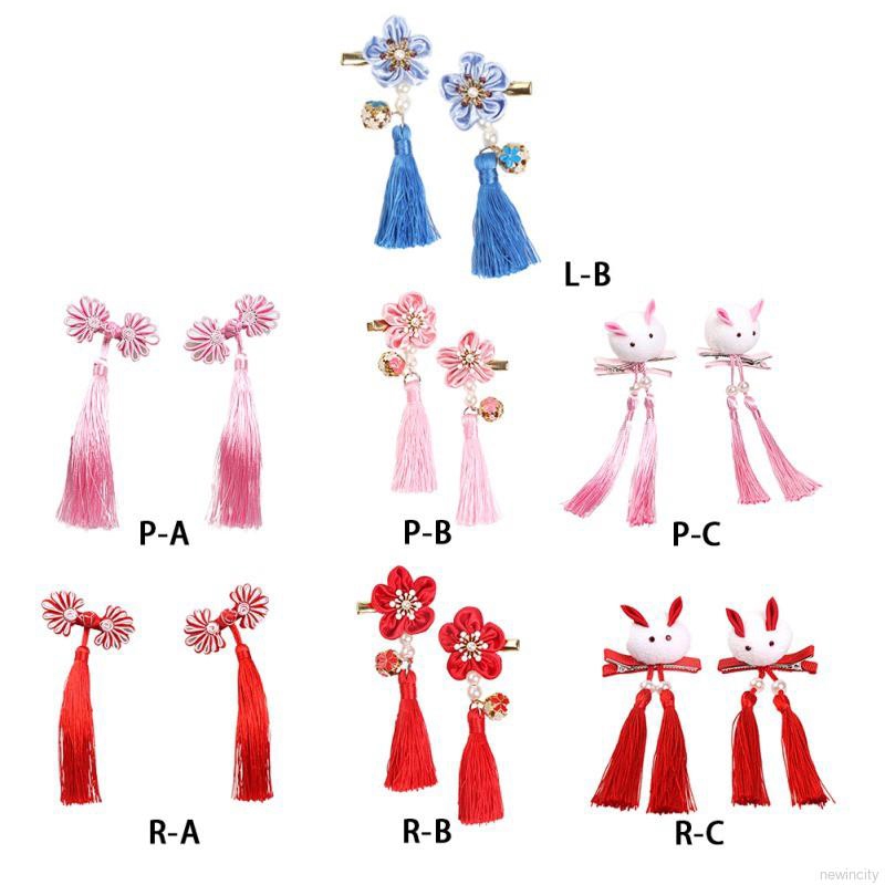 Kẹp tóc vải đính hoa nhiều màu sắc xinh xắn cho bé gái