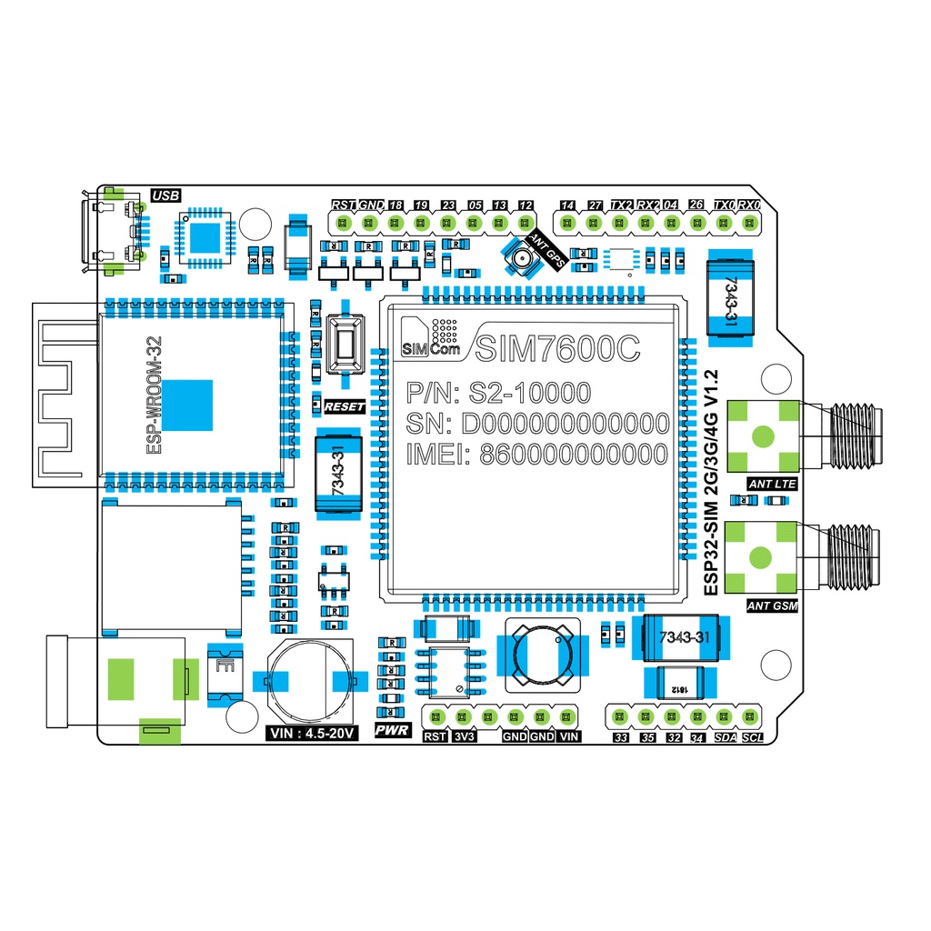 Bo mạch Wifi ESP32 4G A7600C-L1