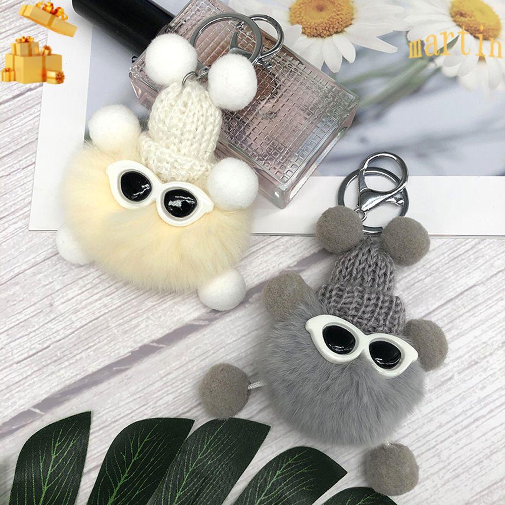 Móc Khóa Hình Búp Bê Lông Thỏ Đeo Kính Mát Đáng Yêu MARTIN1
