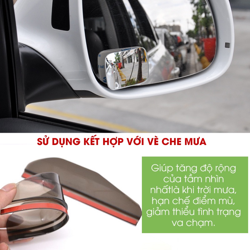 Gương cầu lồi ô tô xoay 360 độ Tâm Luân, gương cầu lồi oto cao cấp hình chữ nhật soi điểm mù