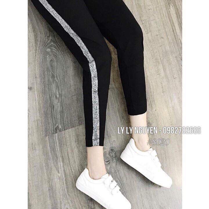 QUẦN LEGGING THỂ THAO 1 SỌC TRẮNG - KIM TUYẾN | QUẦN SỌC