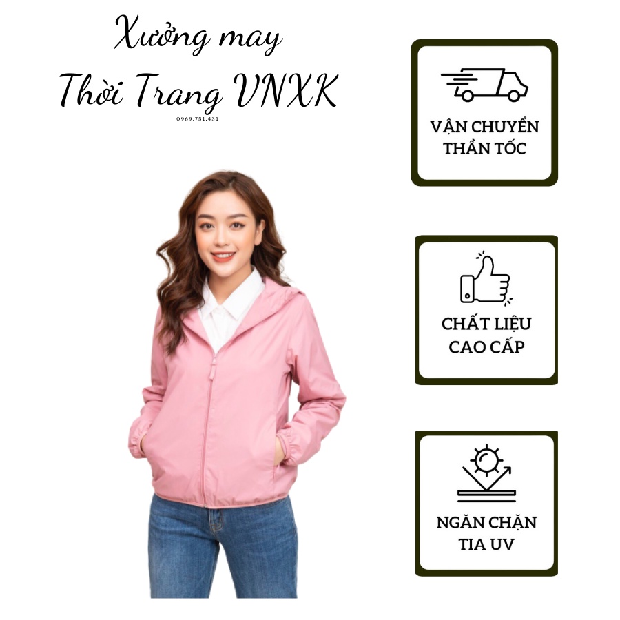Áo gió nữ vân sần lót lưới cao cấp hàng VNXK
