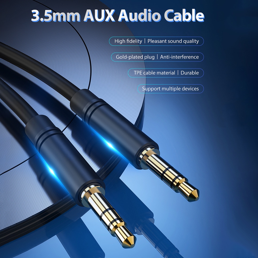 Dây Cáp Âm Thanh Aux 1M 2M 3M 3.5mm Chuyên Dụng Cho Loa / Điện Thoại / Xe Hơi