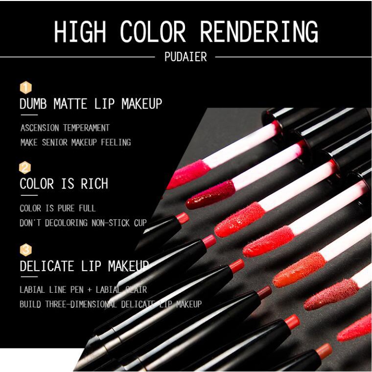 Son môi kem lì 2 đầu Pudaier có 16 màu tùy chọn 18.6g