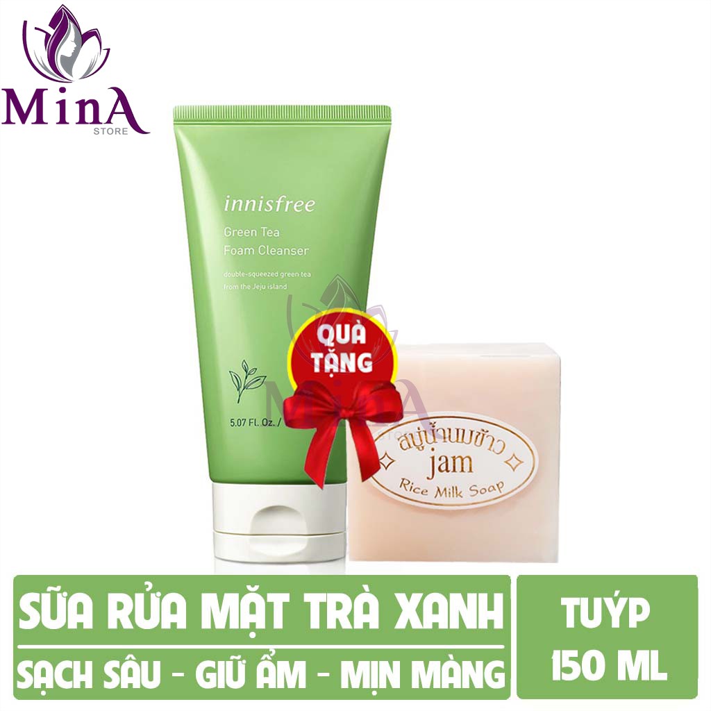 [Chính Hãng Hàn Quốc] Sữa rửa mặt trắng da - Sữa rửa mặt Innisfree chiết xuất từ trà xanh trị mụn Hàn Quốc 150ml