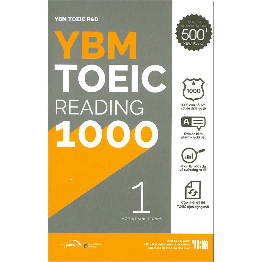 Sách Alphabooks - Combo YBM Toeic Reading 1000 Vol 1 + Vol 2 (2 Cuốn)