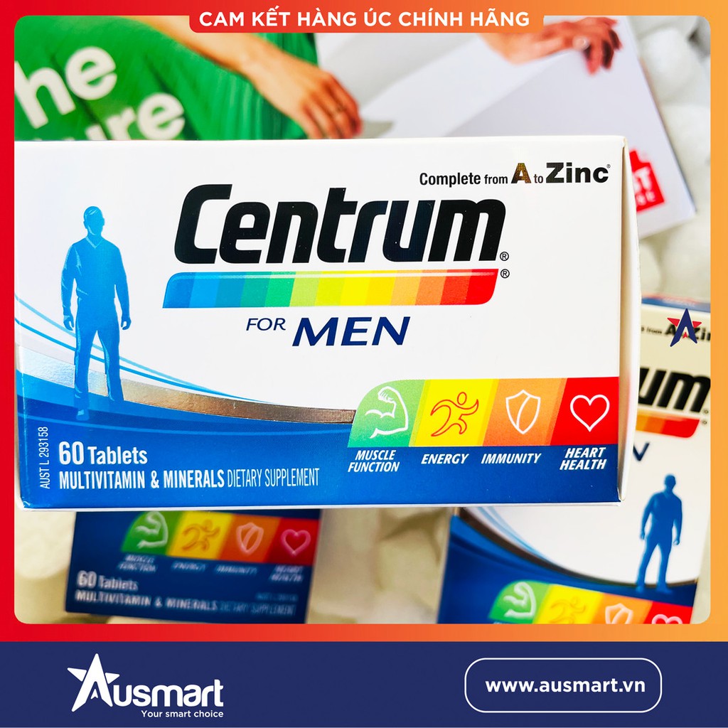 Viên uống bổ sung vitamin & khoáng chất Centrum For Men 60 viên cho nam dưới 50 tuổi
