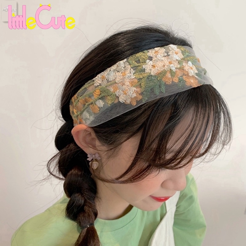 Băng đô thêu ren họa tiết hoa phong cách Hàn Quốc cho nữ
