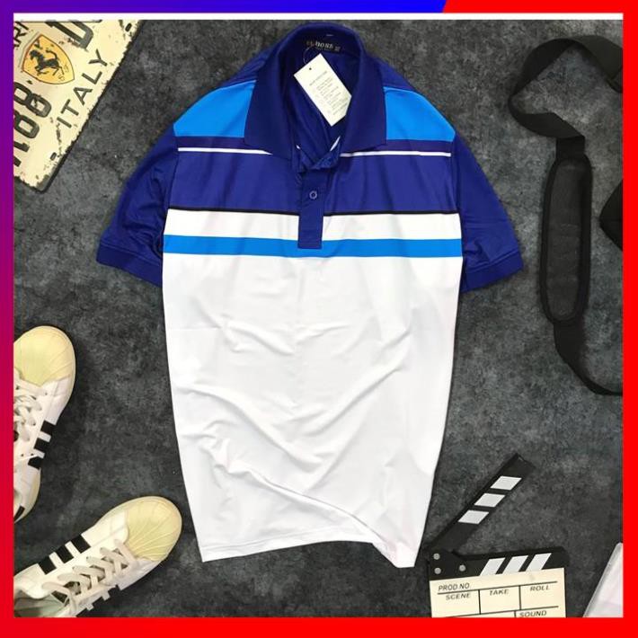Áo Thun Thể Thao Nam ✴️FREESHIP – HÀNG CHẤT✴️ Cổ Bẻ Tay Ngắn Phối Sọc Ngực, Thun Lạnh Thể Thao 4 Chiều Cao Cấp - HM