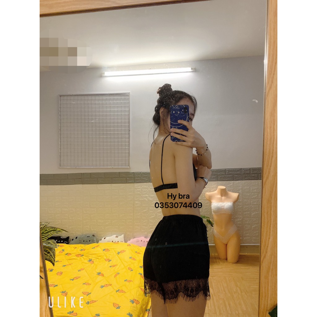 Bộ đồ lót satin 2 màu trắng đen cao cấp siêu thoáng mát BRAHY 115