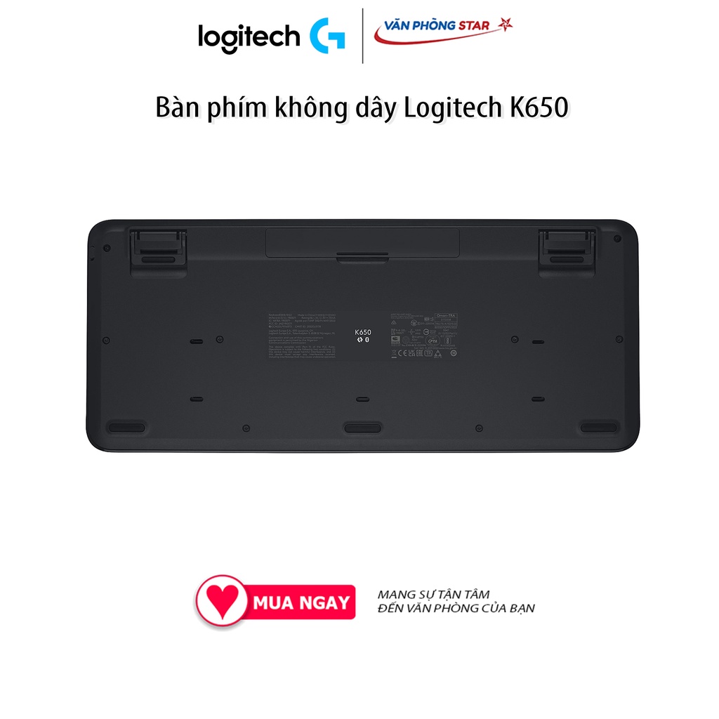 Bàn phím không dây Logitech K650 (920-010987), kết nối Bluetooth 5.1 / Wireless 2.4Ghz, kích thước Full size, kê tay