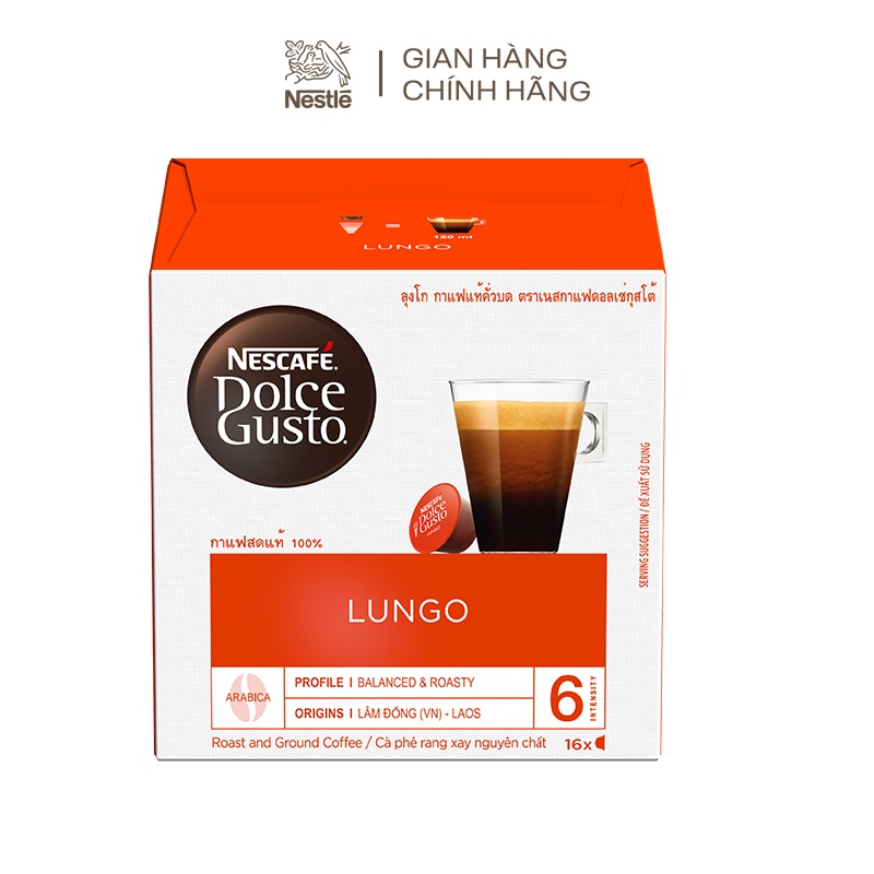 Cà phê đen rang xay Nescafé Dolce Gusto - Lungo hộp 104g (16 viên nén)