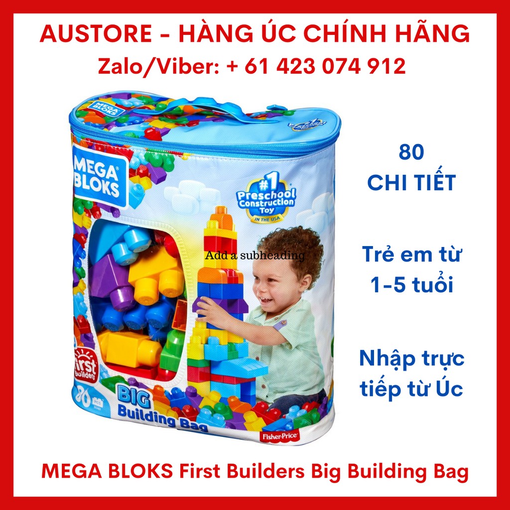 Đồ chơi xếp hình, lắp ráp Mega Bloks First Builders Big Building Bag - Hàng nhập từ Úc