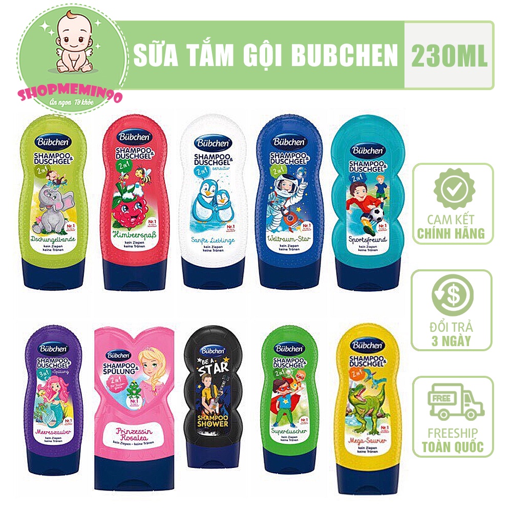Sữa tắm gội cho bé - Sữa tắm cho trẻ sơ sinh Bubchen đủ hương 230ml nội địa Đức