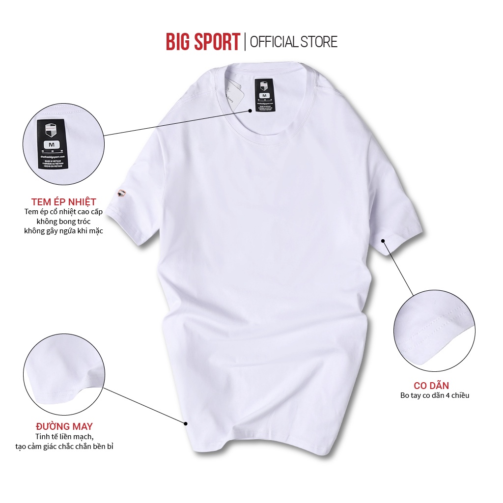 Áo Thun Nam Nhiều Màu Big Sport Vải Cotton Form Rộng Dày Dặn Co Giãn Tốt Thấm Hút Mồ Hôi, BS01