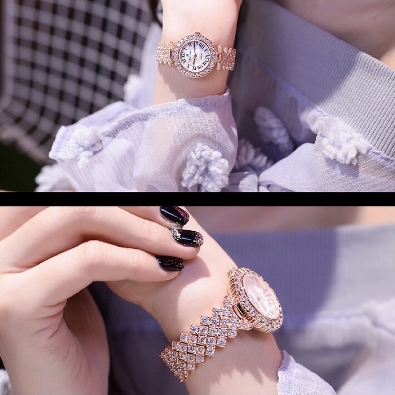 Đồng Hồ Nữ Royal Crown Đính Đá Dây Kim Loại Cao Cấp Đẹp Sang Trọng
