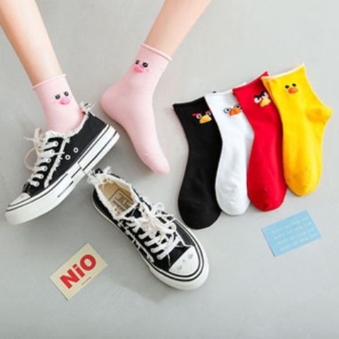 ( Set 5 đôi #tất ) tất nữ cổ cao nhiều màu vớ nữ cổ cao hình vịt Cao Cấp