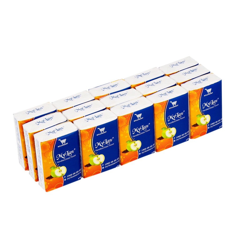 Bịch 15 Gói Giấy Bỏ Túi Mylan Táo 4 Lớp Mylan (8 Tờ/1 Gói)- Hàng Việt Nam chất lượng cao