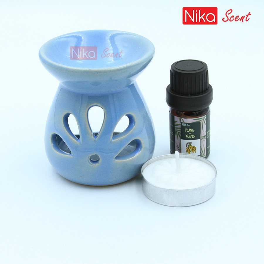 Nikascent Đèn đốt tinh dầu gốm sứ  khử mùi, thơm phòng, thư giãn