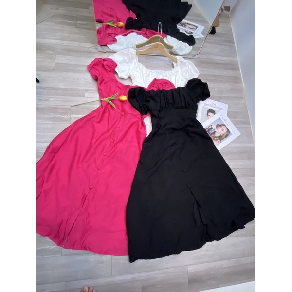 Bigsize Đầm maxi ngực nhún nút bọc Jolie dress