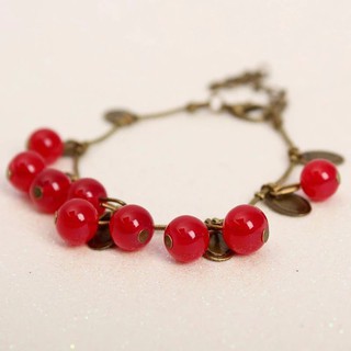Vòng tay chuỗi quả cherry đỏ 10mm dễ thương