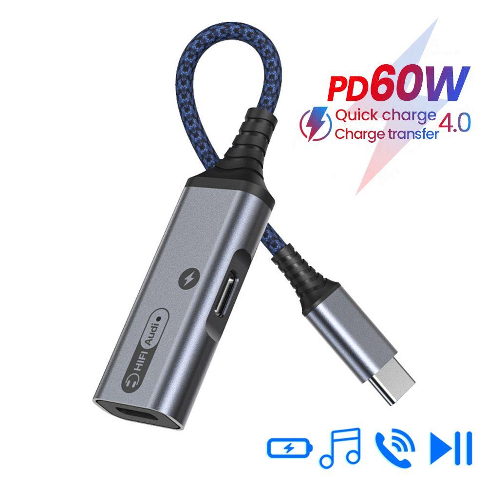 BTLIMER Bộ Chuyển Đổi Âm Thanh Aux 60W PD Sạc Nhanh Cho Samsung Huawei Xiaomi