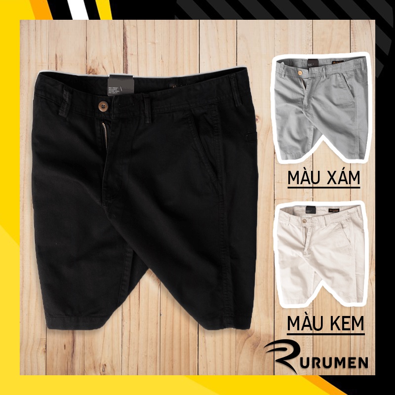 Quần Short Nam Kaki Yessir RURUMEN Quần Đùi Nam VNXK Cao Cấp Đen, Xám, Kem - QB354