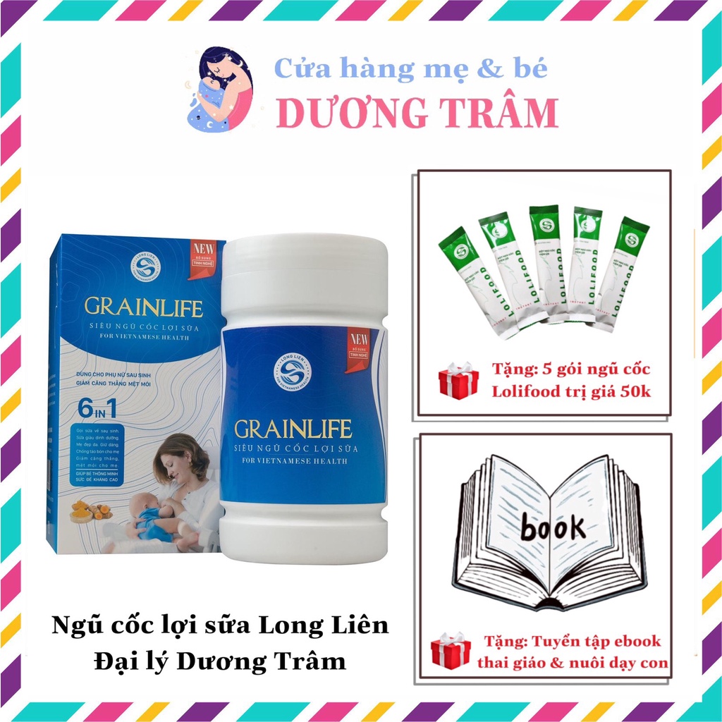   Ngũ cốc lợi sữa Grainlife 6in1 Lolifood Long Liên hữu cơ 100% sữa về nhiều giàu dinh dưỡng bé phát triển