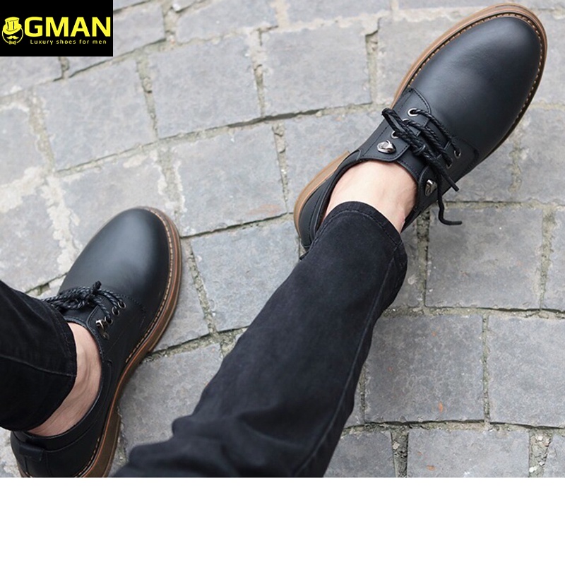 Giày da nam dây buộc chất liệu da thật 100% đế cao su bảo hành 12 tháng TK0555