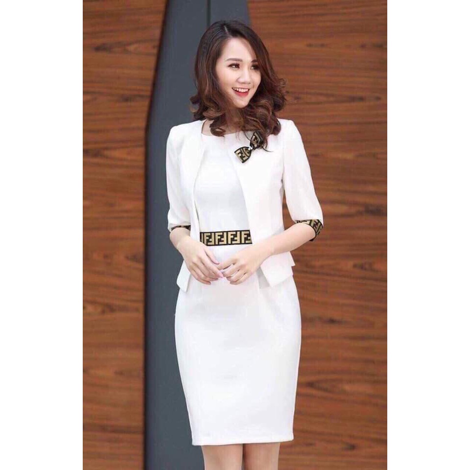 SET BỘ VEST CÔNG SỞ ÁO VEST KÈM ĐẦM THIẾT KẾ CAO CẤP CÓ TÚI | BigBuy360 - bigbuy360.vn