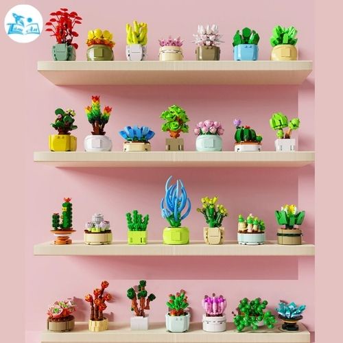 Lego Lắp Ghép Mô Hình Chậu Hoa - Mô Hình Lắp Ghép 3D Decor Trang Trí Góc Học Tập, Làm Việc