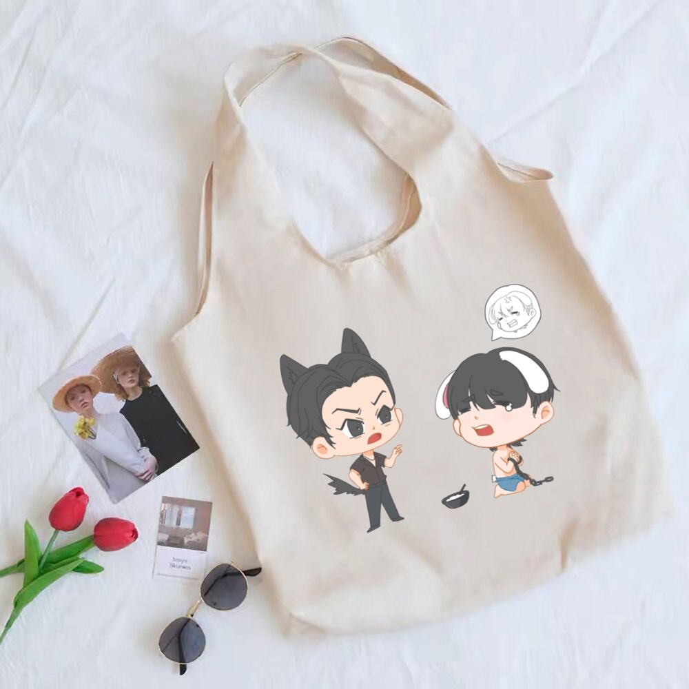 Kinporsche Túi Vải canvas Đeo Vai Đi Mua Sắm Mùa Hè Cho Nữ Sinh