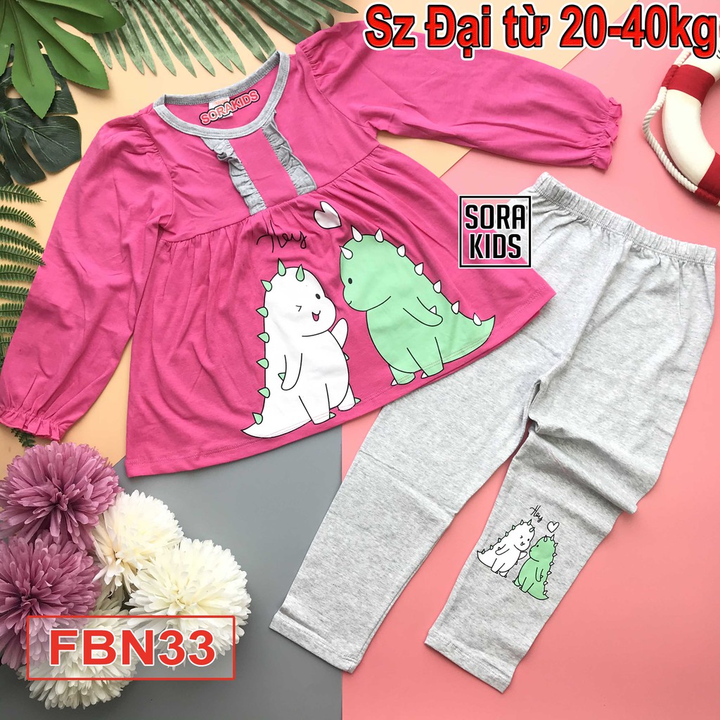 (Xả Kho) Bộ đồ ngủ bé gái in hình thú cho bé từ 2-5 tuổi chất borip có size 20-35kg - Giao Màu Ngẫu Nhiên