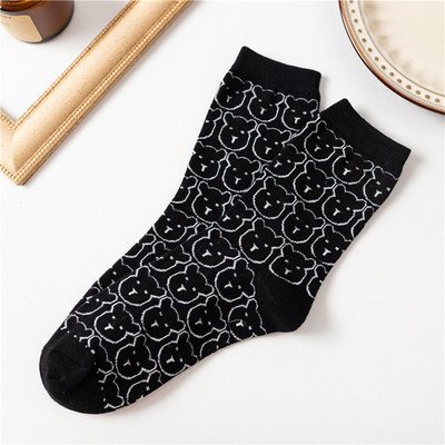 Tất cổ cao,vớ cổ cao nữ thêu hình gấu xinh xắn đáng yêu phong cách Hàn Quốc