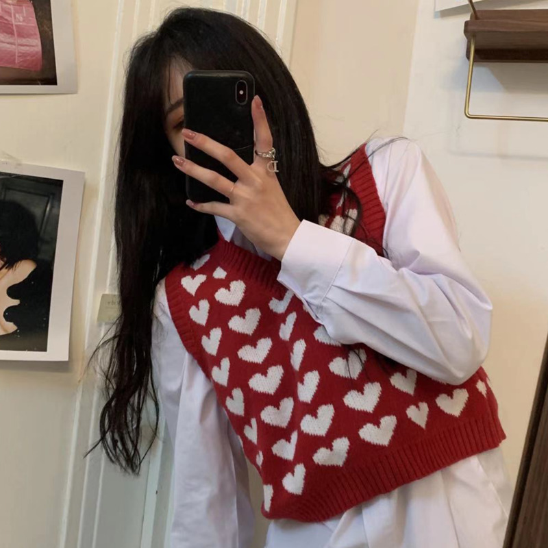 Áo dệt kim không tay phong cách Hàn Quốc xinh xắn dành cho nữ