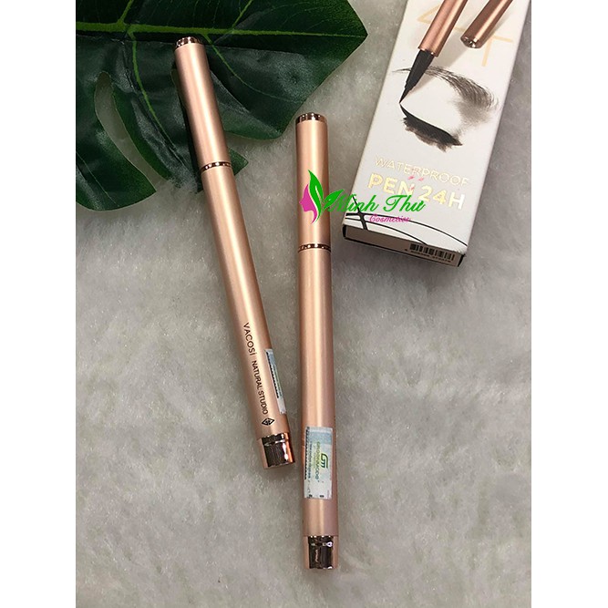 Bút kẻ mắt nước không trôi Vacosi 24H Waterproof Pen 2g (Rose Gold)