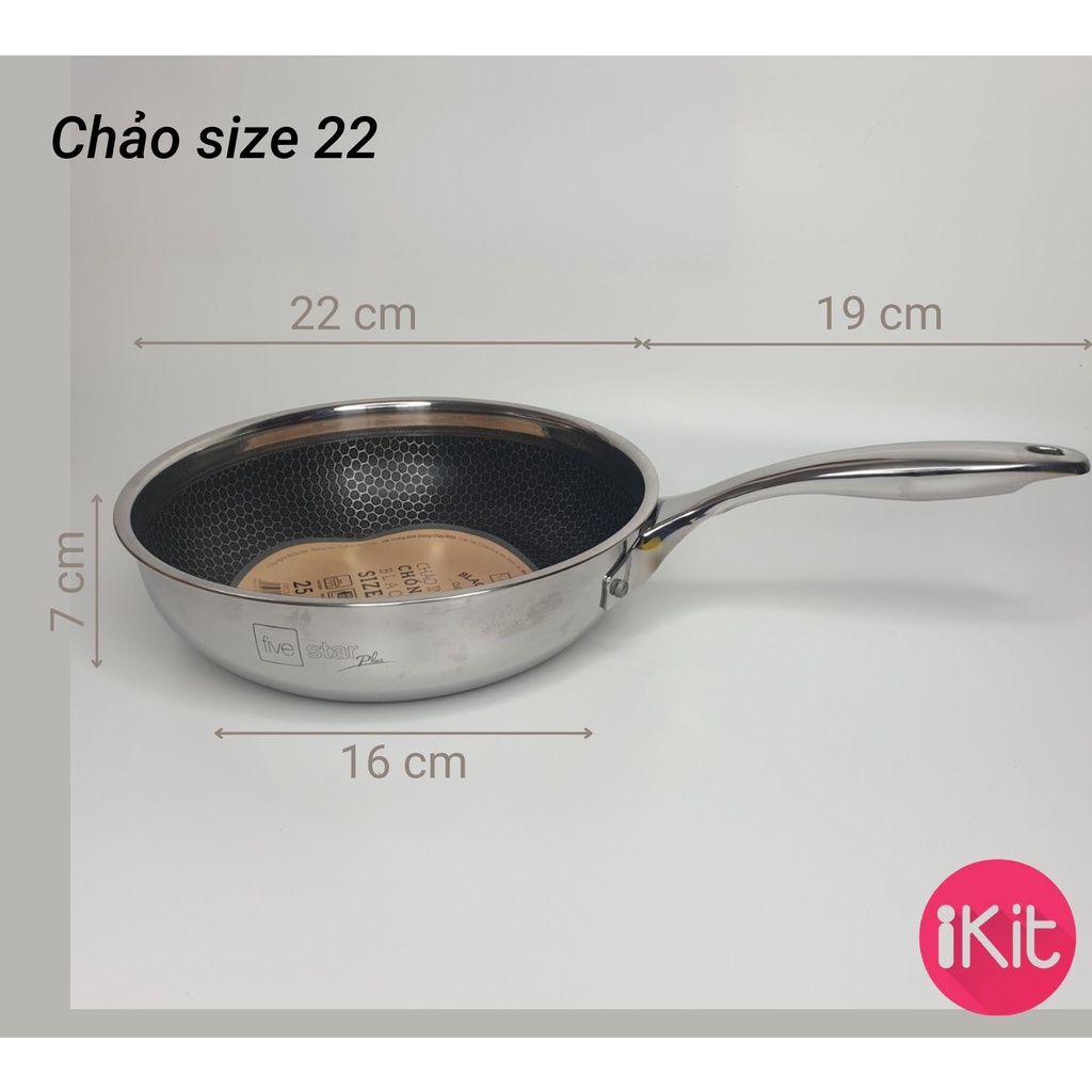 Chảo từ inox chống dính Black cube fivestar sâu lòng size 26, 28