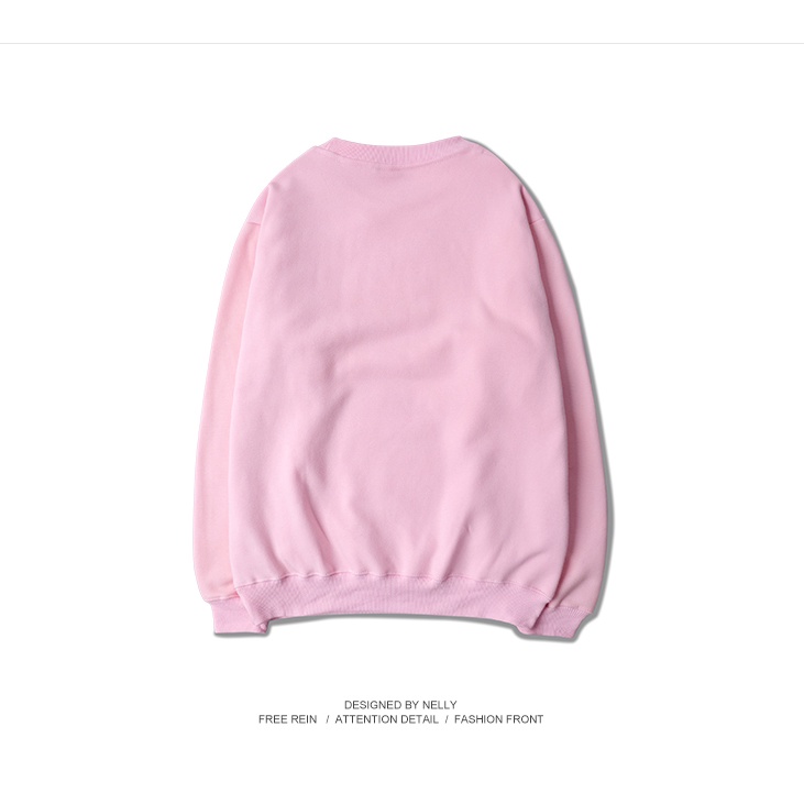 Áo Sweater Nỉ Nelly Heybig trơn màu hồng