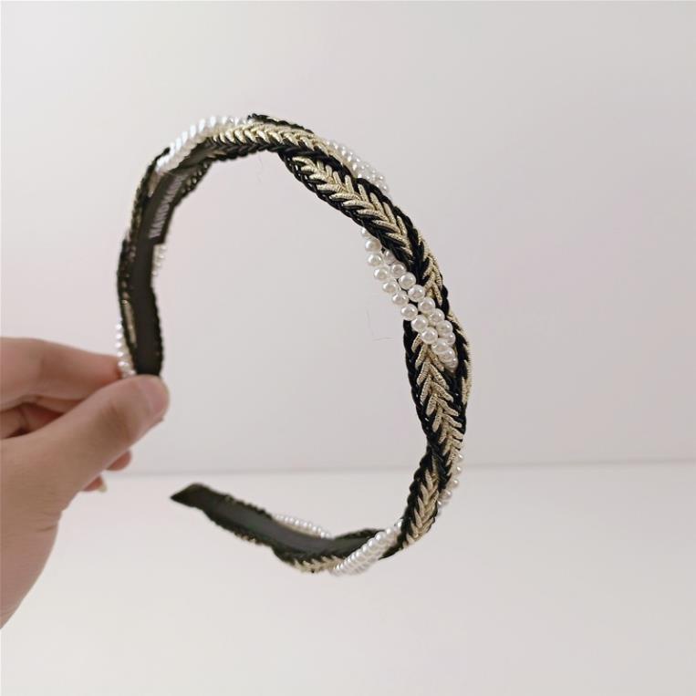 Bờm cài tóc đính đá tết mix ngọc trai nhân tạo phủ nhũ lấp lánh hàng hand made thời trang Hàn Quốc June accessories
