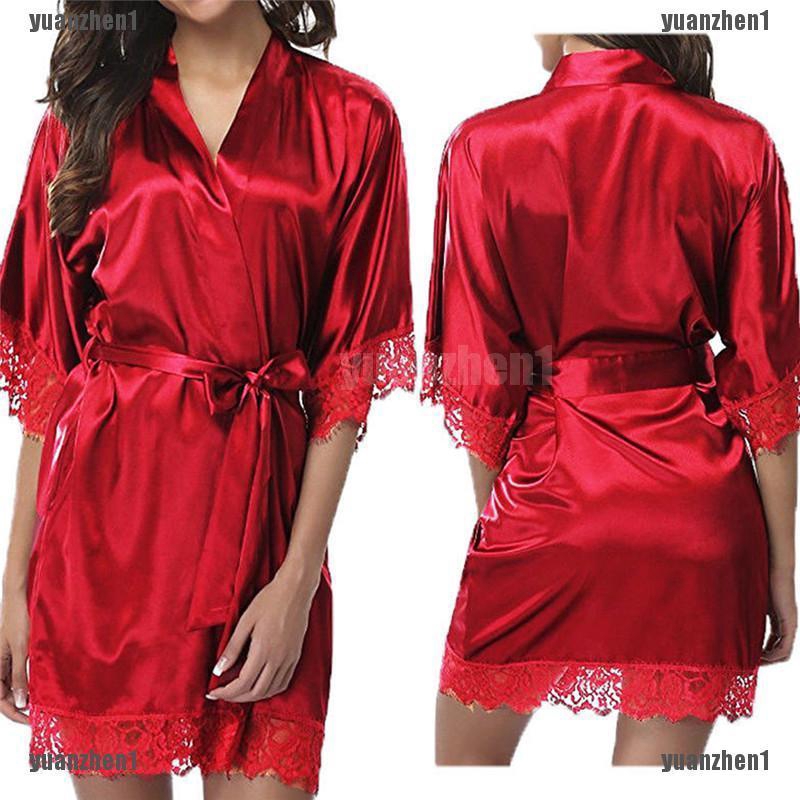 Áo choàng ngủ bằng lụa satin phối ren phong cách quyến rũ dành cho nữ | BigBuy360 - bigbuy360.vn