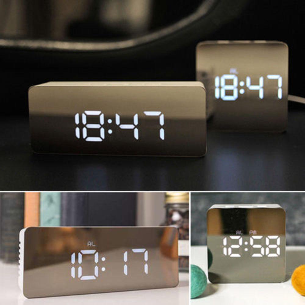 LANSEL Đồng Hồ Báo Thức Mặt Gương Có Đèn LED Sáng Tạo