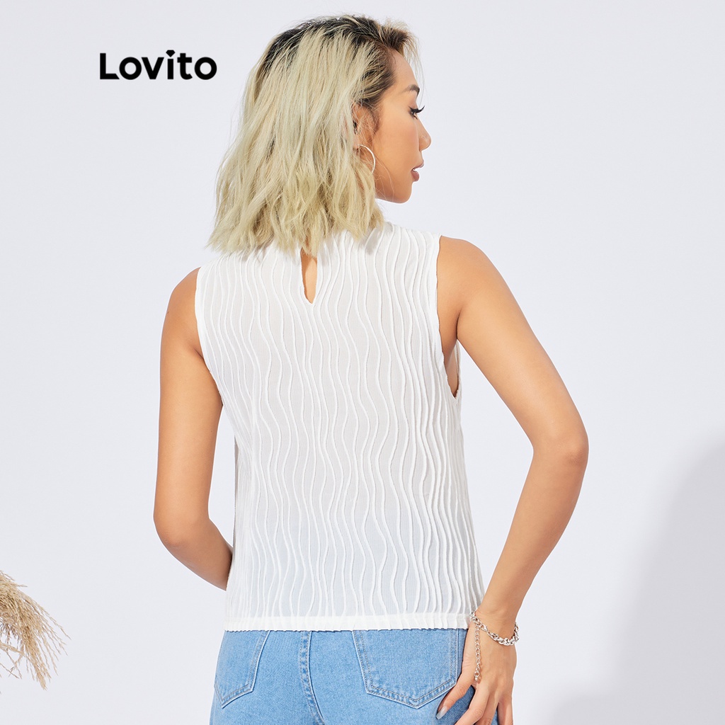 Lovito Cổ Áo Trơn ThườNg Có Cổ Áo VảI Có KếT CấU Áo Tăng Trên L22Ed003 (TrắNg TắT)