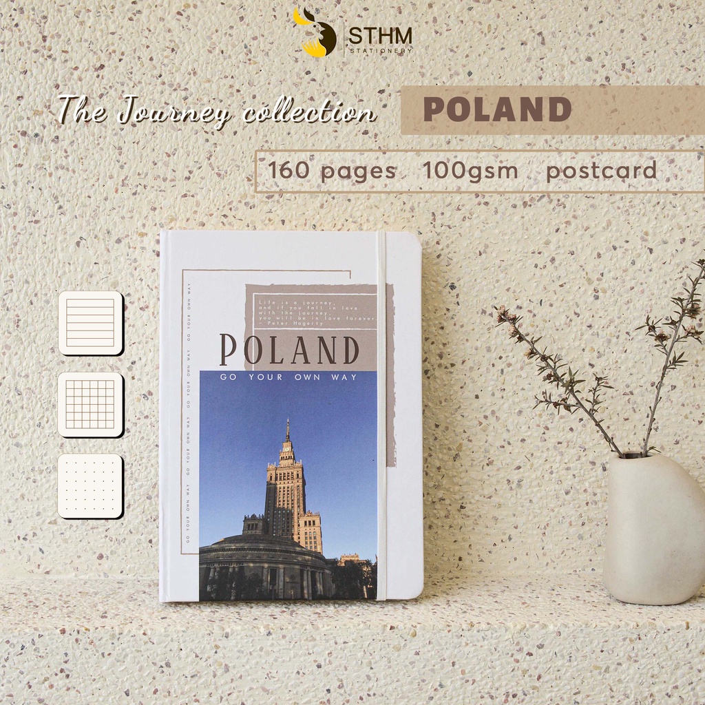 The Journey collection - Poland - Sổ tay bìa cứng - Ruột kem 100gsm - STHM stationery