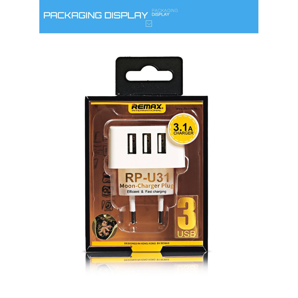 Cục Sạc Điện Thoại Và Máy Tính Bảng 3 Cổng USB Remax 3.1A